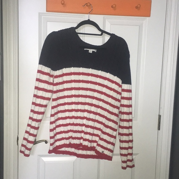 Tommy Hilfiger Sweaters - Tommy Hilfiger red white blue Sweater oversized